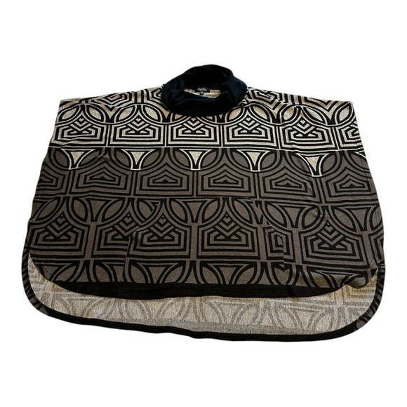 Papillon Poncho Sweater Cowl Neck Geometric Design Knit Beige Womens S/M - Picture 3 of 11